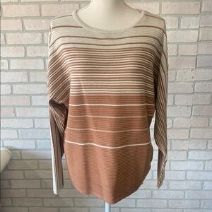 Tan/Cream Ombre Stripe Lightweight Sweater